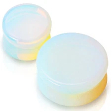 Pair of Opalite Stone Saddle Fit Plug Double Flare Ear Flesh Lobe Ear Plugs E553