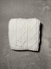 RN 118620 Baby Blanket White Diamond Cable Sweater Knit Stripe Lovey 30"x35"