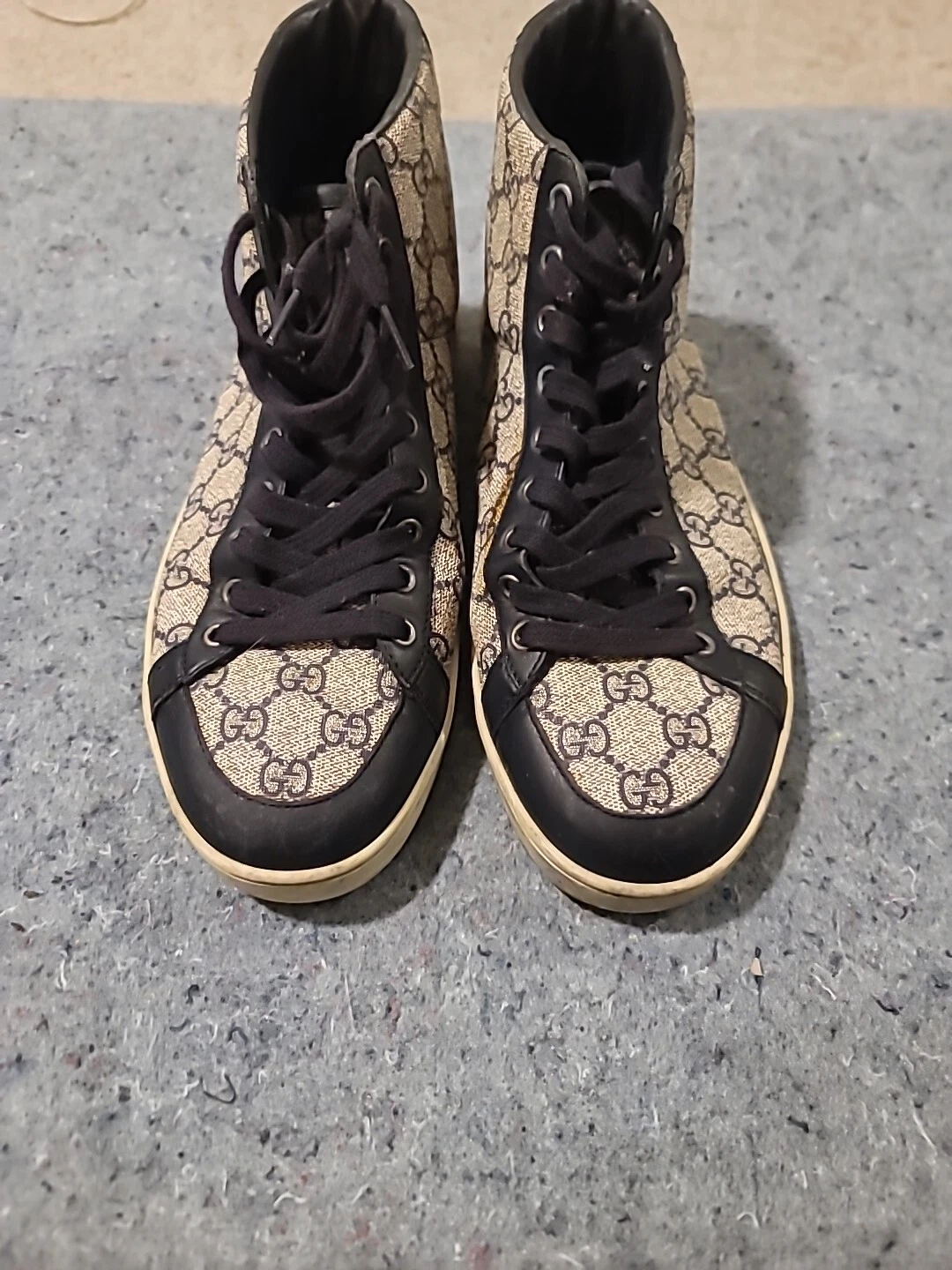 Baskets montantes homme vintage Gucci GG Supreme beige 8,5