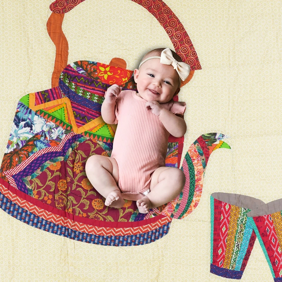 Colcha edredón bebé patchwork colcha india tamaño bebé edredón 100 % algodón Foto 3 de 4