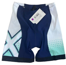 New 2XU Women Long Distance 6" Tri Short Blue XS X-SMALL Triathlon Tri Shorts