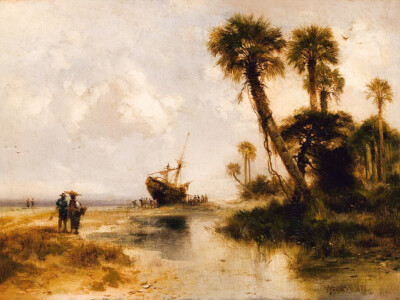 Fort George Island Florida by Thomas Moran Museum Giclee Art Print Ships Free