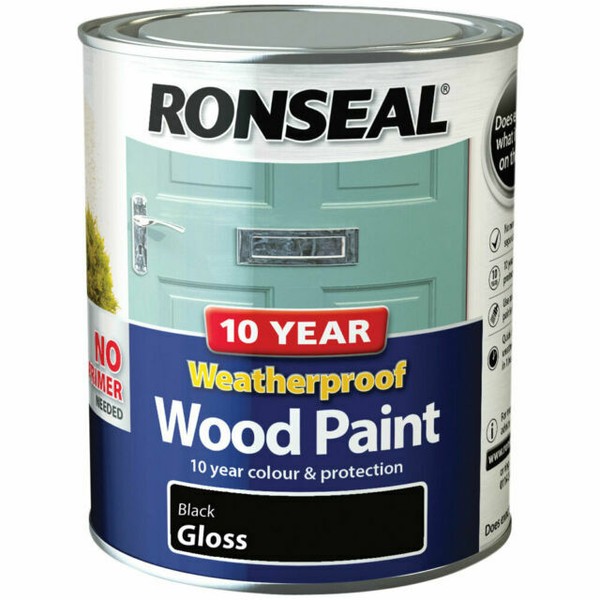 Ronseal RSL38772 Weatherproof Black Exterior Wood Paint 0.75L for