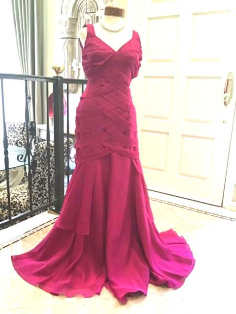 ALYCE Designs NEW pageant Party prom Fit & flare Bandage dress fuchsia 4