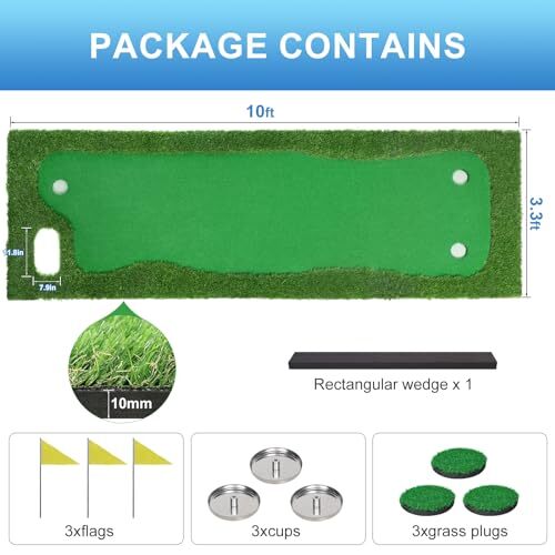 Golf Putting Green Indoor 3.3x10 Ft Large Golf Putting Mat Professional