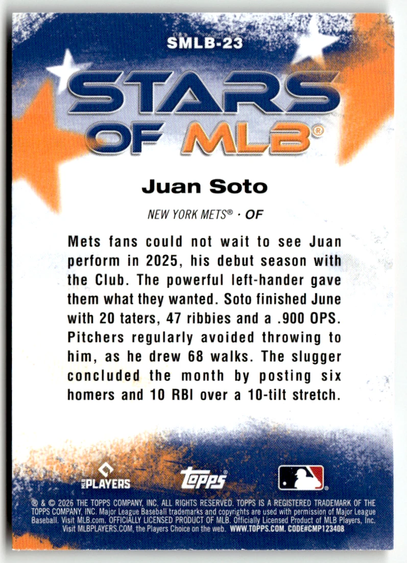 Topps MLB Series One No. 2026 SMLB-23 Juan Soto Estrellas de MLB