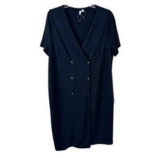 ASOS Black Snap Front Dress Size 18 NWOT Career Office Minimalist Stretchy Midi