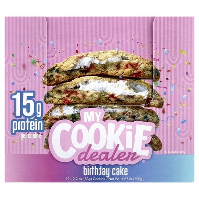 Protein Cookie, Birthday Cake, 12 Cookies, 2.2 oz (63 g) Each