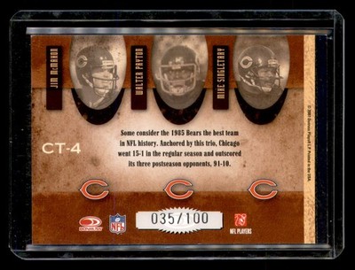 Jim McMahon / Walter Payton / Mike Singletary Classic Triples Silver #/100