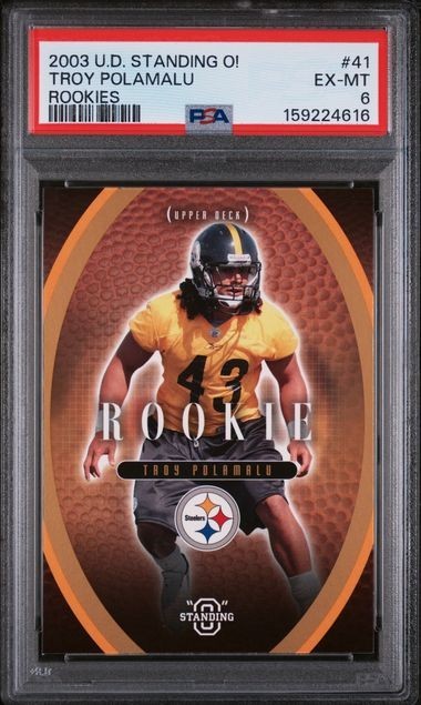 Troy Polamalu 2003 Upper Deck Standing O Rookie (RC) #41 PSA 6 POP 20 GOAT