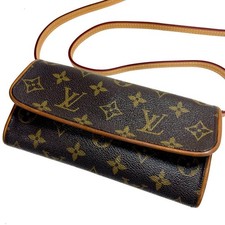 Borsa a tracolla LOUIS VUITTON marrone pochette doppia PM M51854 leggeri segn...