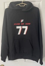Fear of Gods Essentials Black 77 Logo Hoodie Size S