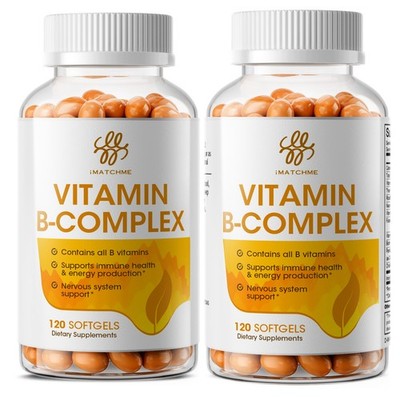 Vitamin B Complex 120 Capsules - B1,B2,B3,B5,B6,B7,B9,B12 for Immune Support