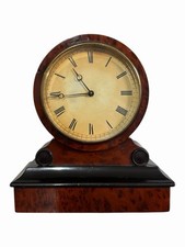 C1865 Brevette Miniatur 8 Tage Nussbaum und ebonisiertes Geh&auml;use funktioniert Uhr