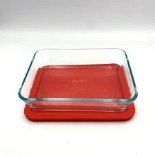 Pyrex 3 Cup 7x5x1.5 Storage Dish With Red Lid - Item No 7210 Made in USA