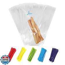 Newkita Clear Goodie Bags, Cake Pop and Candy Bags with 4" Ties - 100 Pack