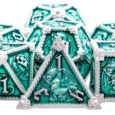 AUSTOR 7-Die Metal DND Dice Set Dungeons and Dragons Polyhedral Roll Playing