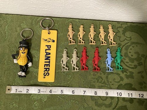 Lot Of 13 Vintage Mr Peanut Keychain Fob Charm Yellow Ran Red Green Blue