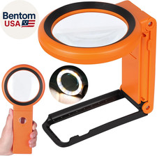 Magnifying Glass with Light and Stand, Foldable Handheld Magnifying Glass 18 LED
