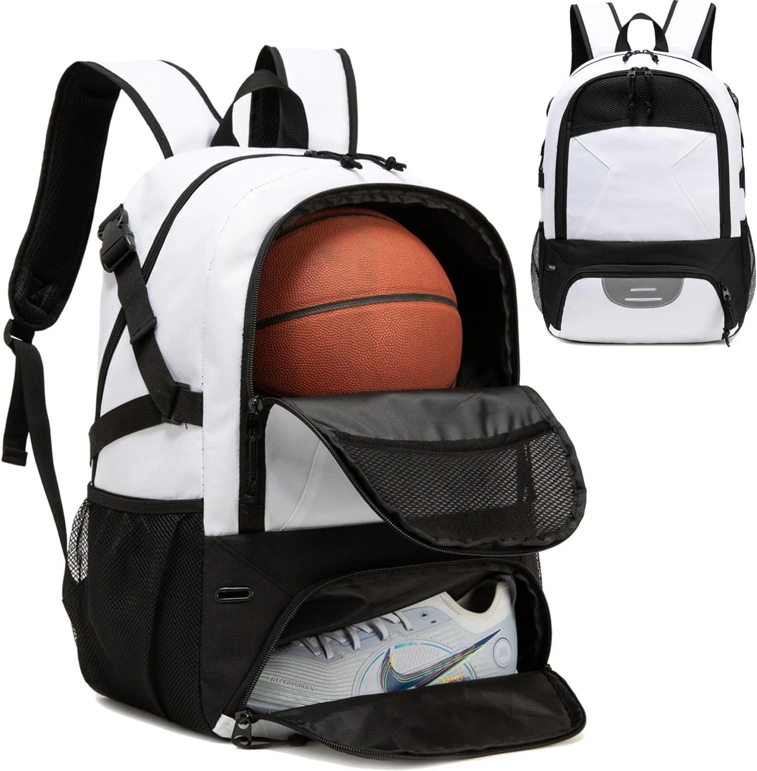 Basketball Backpack - Large Sports Equipment Bag with Ball Holder & Shoe Compart