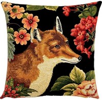 Gobelin Kissen Fuchs Zierkissen Dekokissen Incl FüLlung Floral Blumen Sofakissen