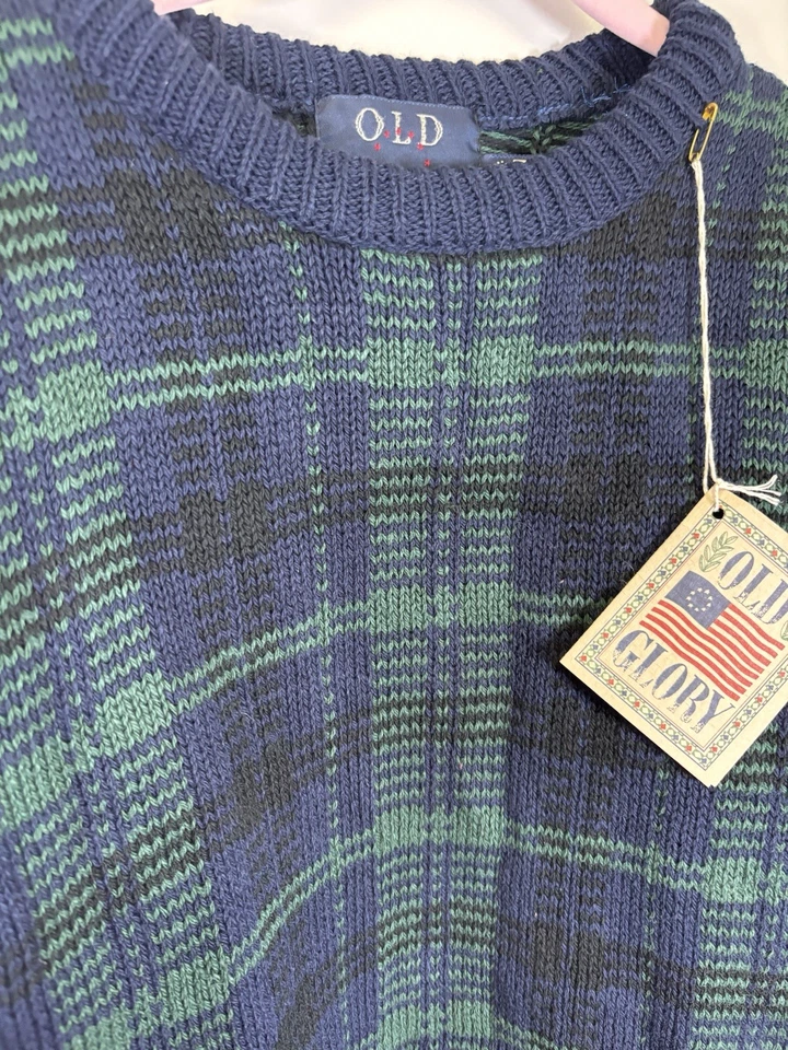Old Glory Boys Size 5/6 Blue Green Thick Cotton Sweater Made USA NWT - Image 2 of 4