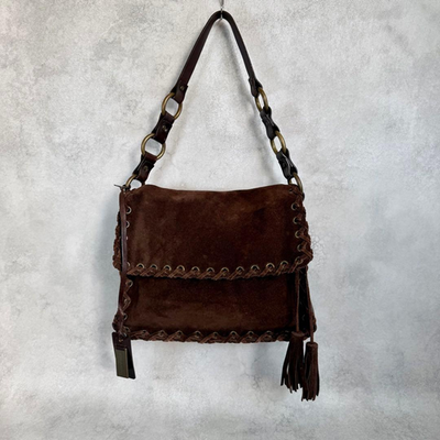 バッグ DOLCE&GABBANA suede shoulder bag Y2K Dolce & Gabbana Suede Shoulder Bag Dark Brown Woven Leather
