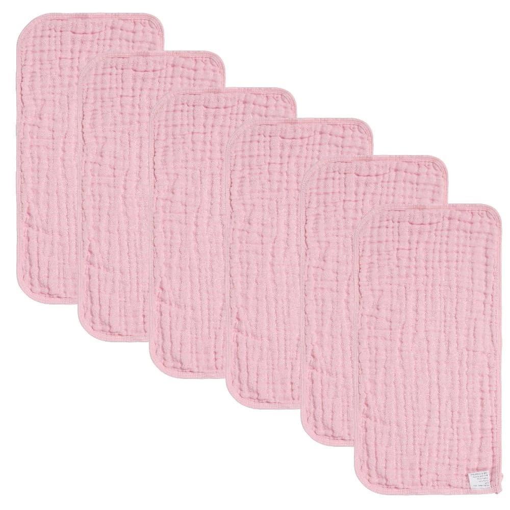 6 PCS Muslin Baby Burp Cloths Washcloths 20x10 Inch 6 Layers 100% Cotton Soft