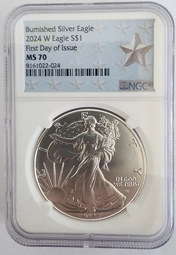 2024-W Burnished American Eagle MS70 first Day Of Issue