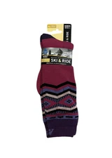 Cabot & Sons Womens Merino Wool Ski & Ride Socks Sz Shoe 6-10 Purple NEW