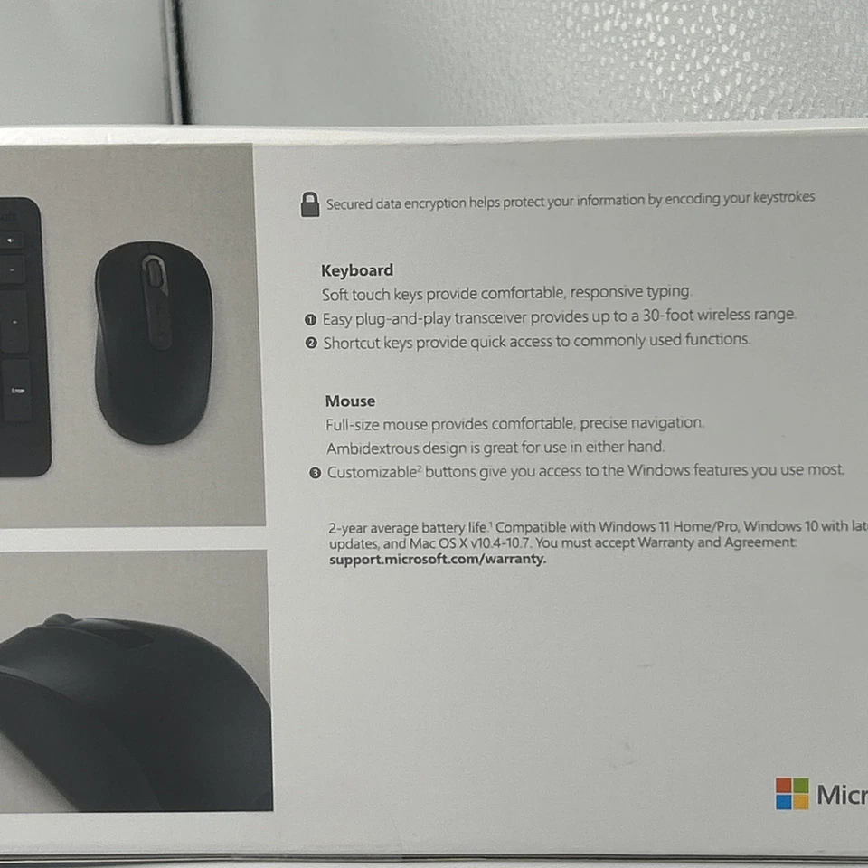 Microsoft Wireless Desktop 900 Keyboard & Mouse Set - Black - Sealed - Image 4 of 4