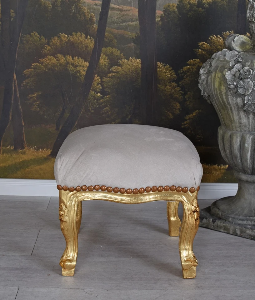 Hocker Barock Sitzbank Sitzhocker Samt Fussbänkchen Schemel Fusshocker Antik - Bild 2 von 4