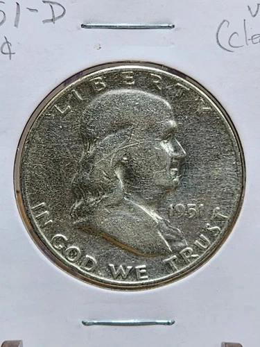 1951-D Franklin Half Dollar Raw VF (Details)