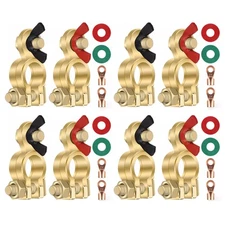 8x Solid Brass Battery Terminal Connector Top Post End Clamps Set for Car Marine