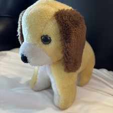 Dakin Plush standing Puppy Dog 10" Brown ears Stuffed Animal Vintage 1973