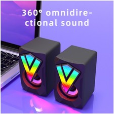 Gaming Speakers Computer Speaker USB Driver Free Audio 3.5mm AUX Input Port FNOA