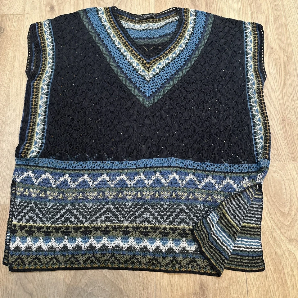 Suéter Poncho Peruvian Connection Pima Algodón Mujer XS/S Boho Pullover Tejido Foto 3 de 4