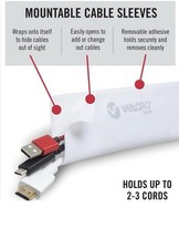 VELCRO Mountable Cable Sleeves, White Plastic...