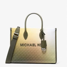 Michael Kors Mirella Women Medium Crossbody Shoulder Tote Bag Ombre Olive Multi