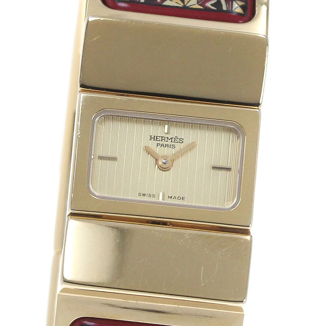 HERMÈS Hermes L01.201 Orologio Donna Quarzo Quadrante Oro SS GP Scatola Inclusa