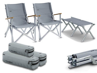 Dometic Kompakt-Campingstuhl   Silber 2x 9600050815 + Bank 9600050821