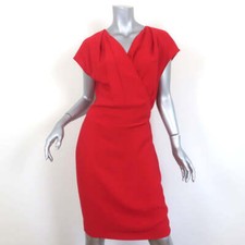 Stella McCartney Open Back Dress Red Crepe Size 44 Short Sleeve Sheath
