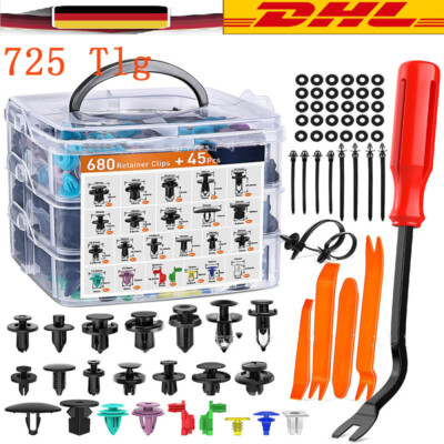 725tlg KFZ Befestigungsclips Set Universal Stoßstangen Zierleisten Plastikklips