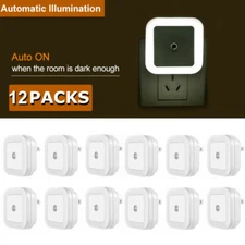 12pcs Night Light Plug-In LED Home Sensor Dusk to Dawn Bathroom Kitchen Hallway