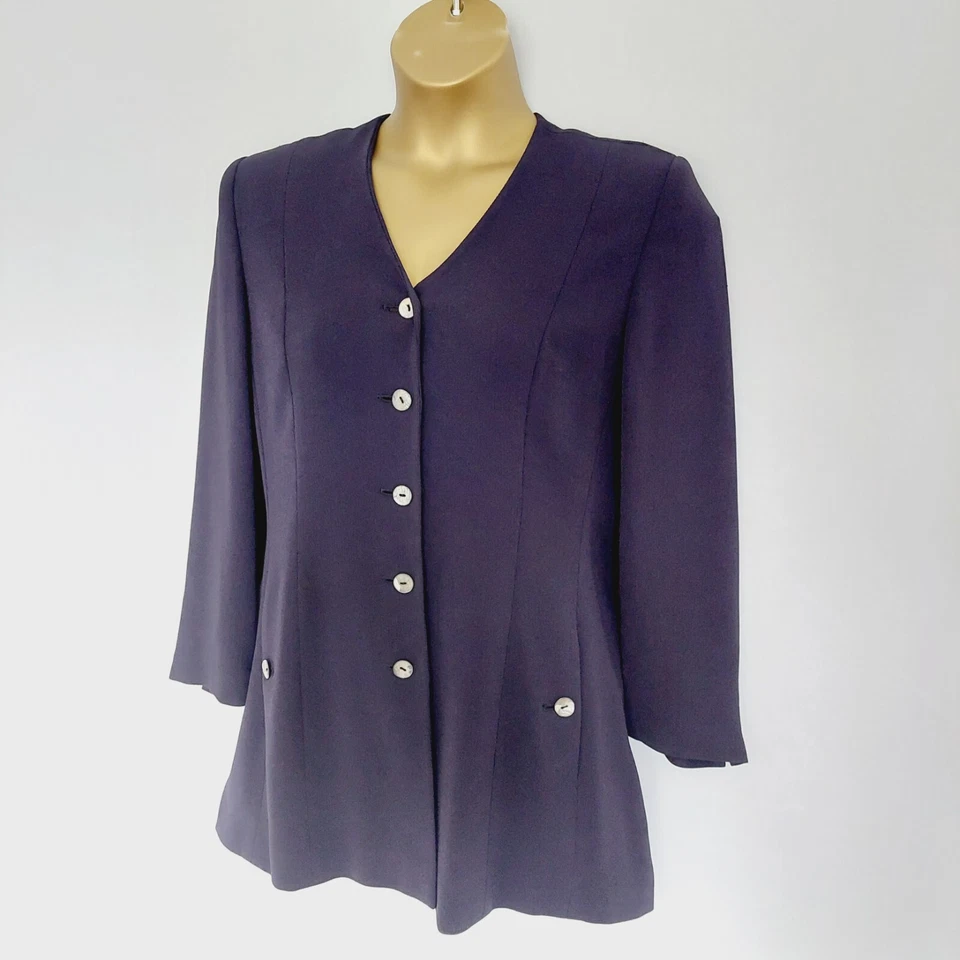 Windsmoor Blazer Jacket Size 14 Navy Blue Pockets V Neck Lined Smart Workwear - Image 3 of 4