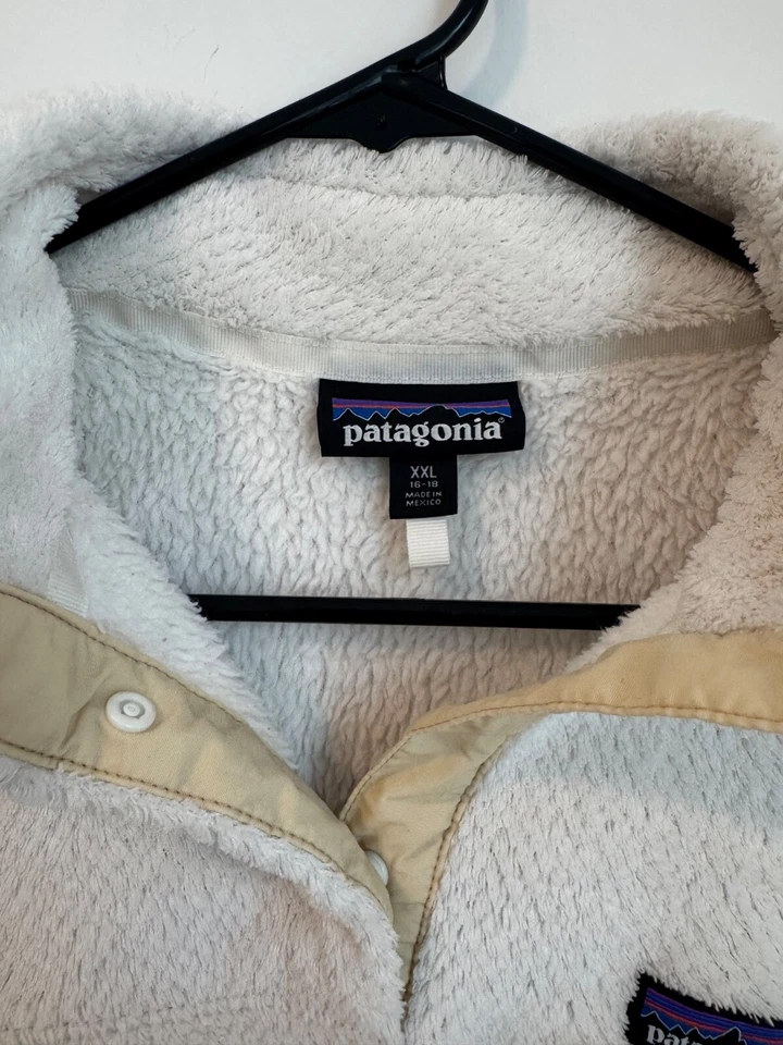 Patagonia Niñas XXL Re-Tool Snap-T Blanco Polar Suéter Chaqueta Polartec Foto 3 de 4