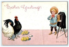 1910 Easter Greetings Chicken Chicks Egg Camera Brooklyn New York NY Postcard