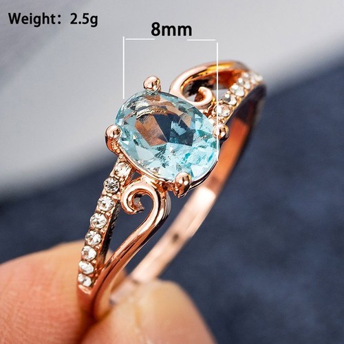 Elegant Oval Zircon Ring - Rose Gold Classical Cubic Wedding Rings Women Jewelry - Picture 11 of 13