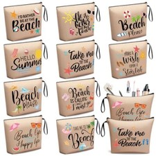 10 Pcs Beach Theme Cosmetic Bag Toiletry Pouch with Zipper Summer Makeup Bags
