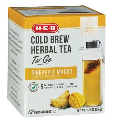 Cold Brew Pineapple Mango Herbal Tea 12 Count Pyramid Bags.